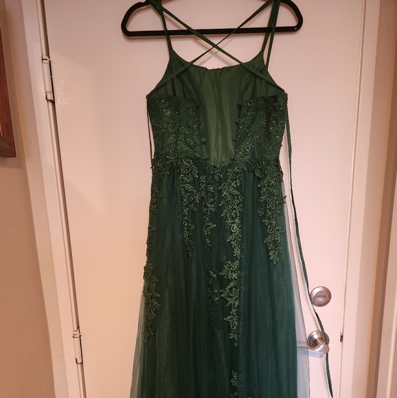 Green Lace Overlay Gown - Picture 5 of 5